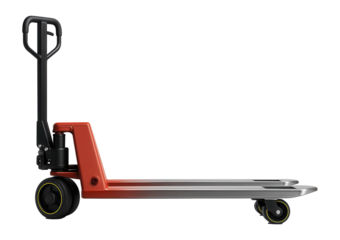 Heavy-duty pallet jack with reinforced steel forks and rubber grip handle