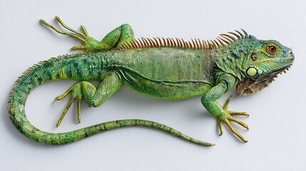 Obraz premium Green Iguana on a white background