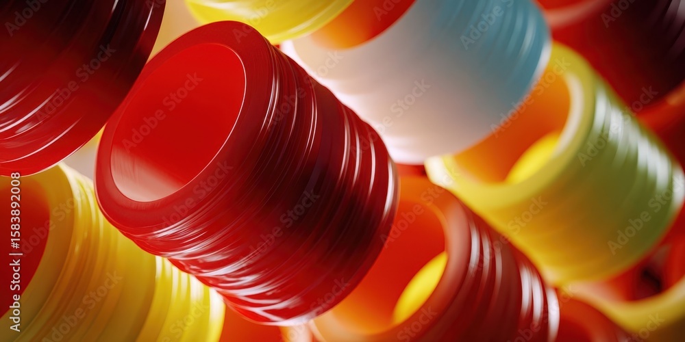 Fototapete 3d loop animation of rolling cylinders in continuous motion