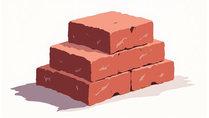 Stack of red bricks on white background. Illustration of stack of red bricks. 