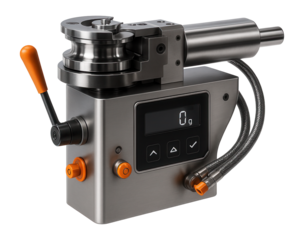 Rotary draw profile tube bender with an integrated cooling system and digital angle measurement for precision engineering firms