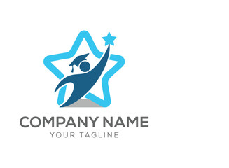 Business team group reaching goal together logo vector design . People star logo. 