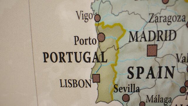Map of Portugal, Europe.