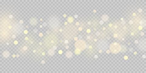 Golden light burst with sparkling transparent background
