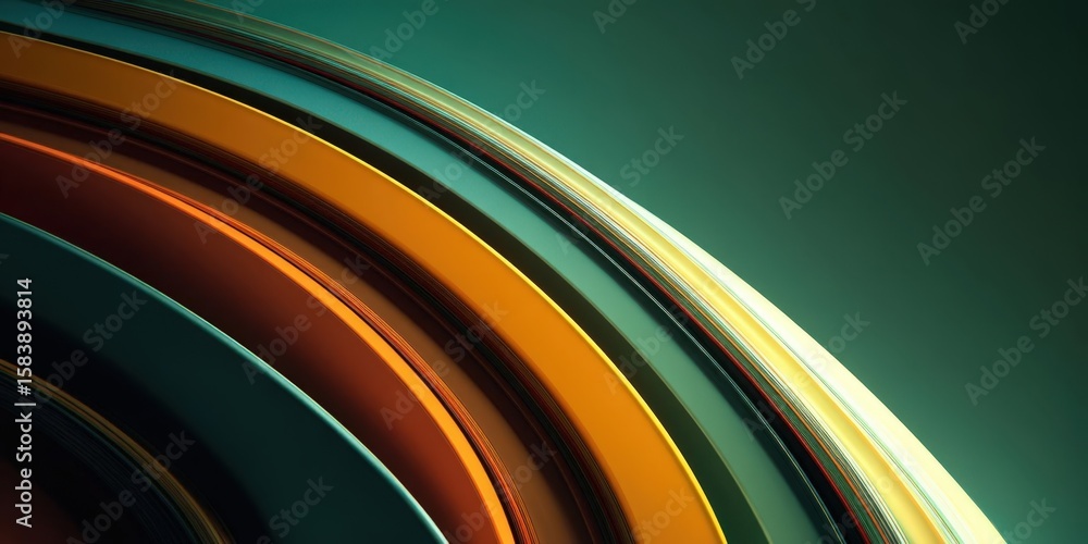 Poster abstract design with curved layers and twisting shapes