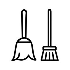 Broom and mop symbolizing respect for all kinds of work in simple line art style