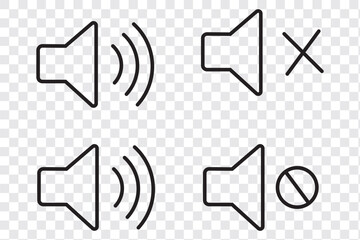Sound off icon set. Simple sound volume and audio mute mark symbol design illustration. Volume icon set. EPS 10 