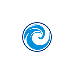 Abstract Blue Wave Encircled in a Dark Blue Circle Logo Design