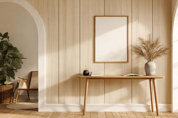 Poster Frame mockup in home interior	