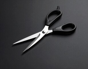 Professional Black Handled Scissors on Dark Background