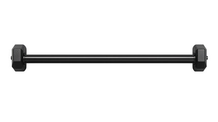 A black hexagonal dumbbell barbell with textured handles designed for weightlifting and strength training.