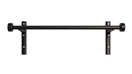 A horizontal metal pull-up bar with textured grips and mounting brackets for wall attachment.