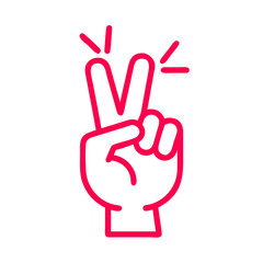 Fototapeta premium Victory hand icon showing peace gesture in pink