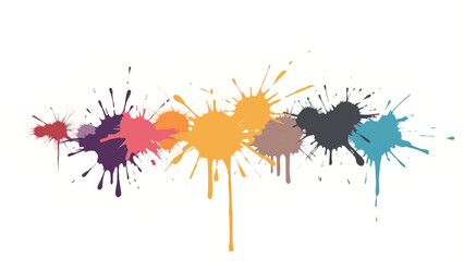 Abstract Color Ink Splashes on White Background in Vibrant Artistic Design. Illustration of colorful ink splashes.