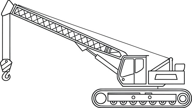 Crawler Crane Line Art &ndash; Construction Machinery Icon