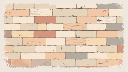 Obraz premium Brick wall background in pastel colors. Close up of a Brick Wall. Brick wall pattern. Vector illustration.
