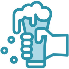 Beer Foam dual tone blue color icon, mini illustration for relaxation, party, pubs and bars UI, UX kit, app and web development, digital or print.