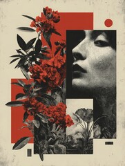 analog art collage from old magazines in vintage pop art style, home décor