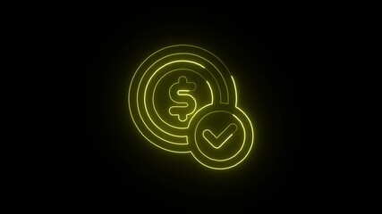 Payment Success Animation with Glowing Lines on Black Background - Powered by Adobe