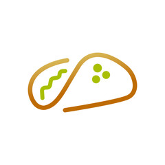 Abstract and minimalist depiction of a taco outline with artistic elements, symbolizing simple design and culinary art.
