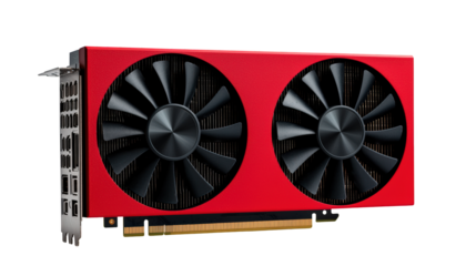 A high-performance red and black dual-fan graphics card designed for computer gaming and professional visual processing.