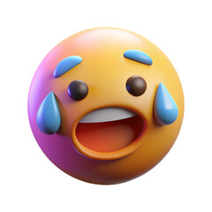 Fototapeta premium Crying suprised plastic 3D emoticon social media