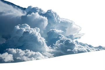 Dramatic Skyscape A Captivating View of Majestic Cumulus Clouds Floating Serenely Against an Isolated Background