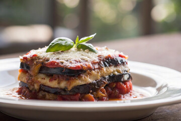 a plate of melanzane alla parmigiana  eggplant