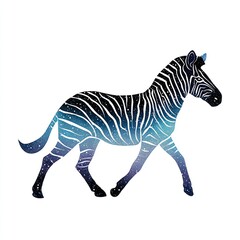 Zebra silhouette with starry night sky stripes