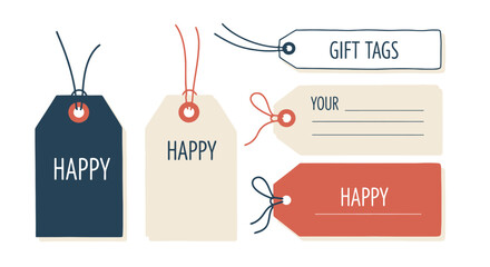 Minimalist Gift Tag Collection with Happy Messaging for Packaging and Celebratory Occasions, Ideal for Personalized Presents and DIY Craft Projects