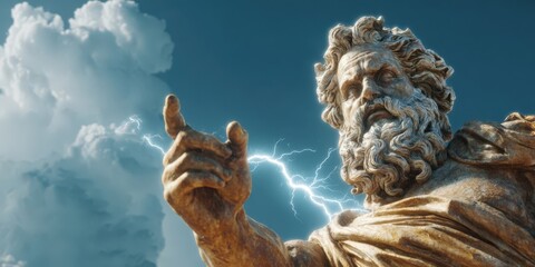 Zeus Banner with Copy Space - Mythology and Sky God Illustration