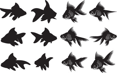 Comet Goldfish Silhouettes Vector Pack