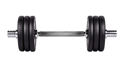 A heavy barbell with multiple weight plates on each side, featuring a textured grip handle, designed for strength training and weightlifting exercises.