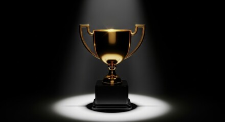 Fototapeta premium A golden trophy shines in the spotlight, symbolizing success, achievement, and victory