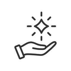 Hand holding magic star vector icon