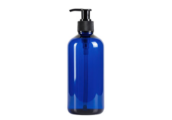 Isolated Blue Bottle with Pump Dispenser for Liquid Soap