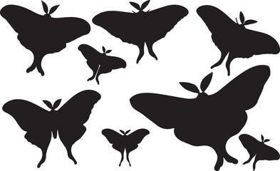 Luna Moth Silhouettes Vector Pack