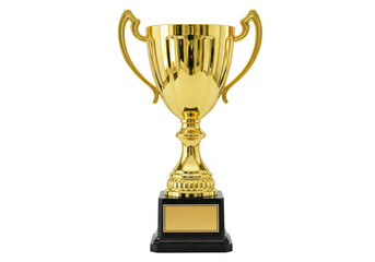 Isolated Gleaming Golden Trophy with Black Base