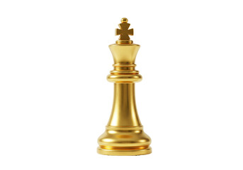 Isolated Golden Chess King Piece on White Background