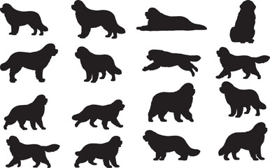 Newfoundland Dog Silhouettes Vector Pack