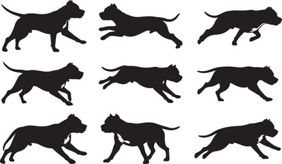 Pit Bull Silhouettes Vector Pack