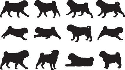 Pug Silhouettes Vector Pack