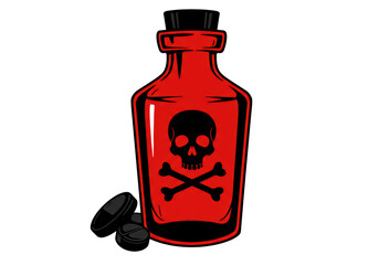 Isolated Poison Bottle with Skull and Crossbones