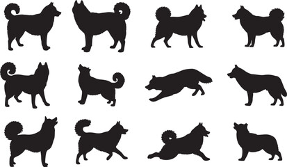 Siberian Husky Silhouettes Vector Pack