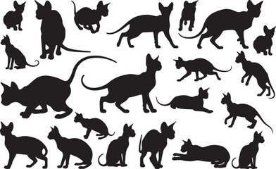 Sphynx Cat Silhouettes Vector Pack