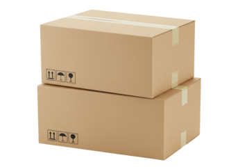 Isolated Stacked Cardboard Boxes for Shipping