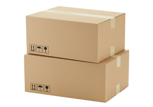 Isolated Stacked Cardboard Boxes for Shipping
