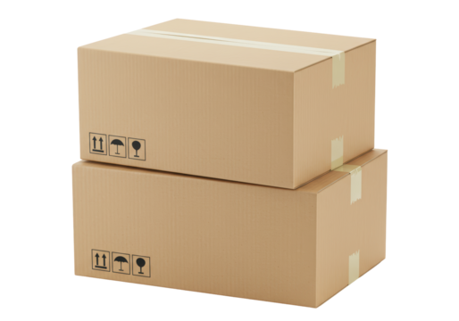 Isolated Stacked Cardboard Boxes for Shipping