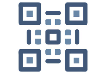 Vector art of a stylized blue and white qr code icon with a modern WITH clean design
