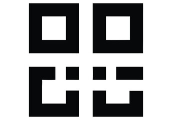 Vector art of a geometric abstract pattern composed of black squares and lines on a white background